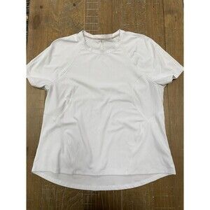 Spyder Active Women's XL White Ribbed Short Sleeve Athletic T-Shirt Gym Workout